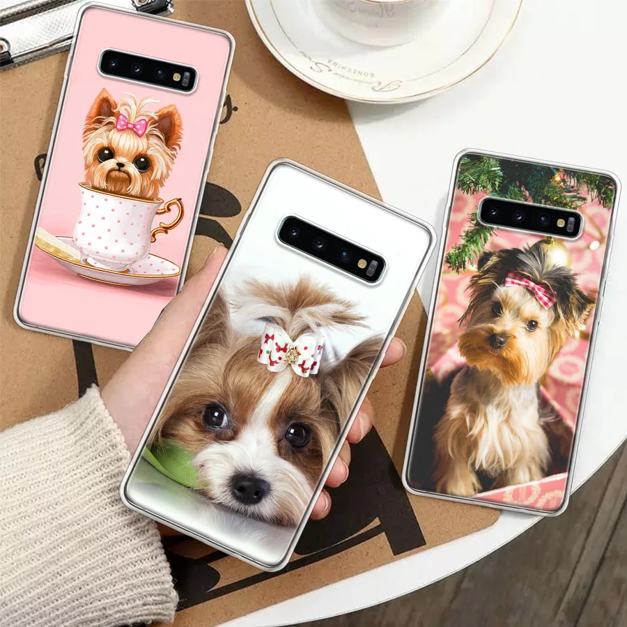 Yorkshire Terrier Dog Puppy Silicon Call Phone Case For Samsung Galaxy S23 S24 Ultra S21 S20 FE S22 S10 Plus S10E S9 S8 + Cover