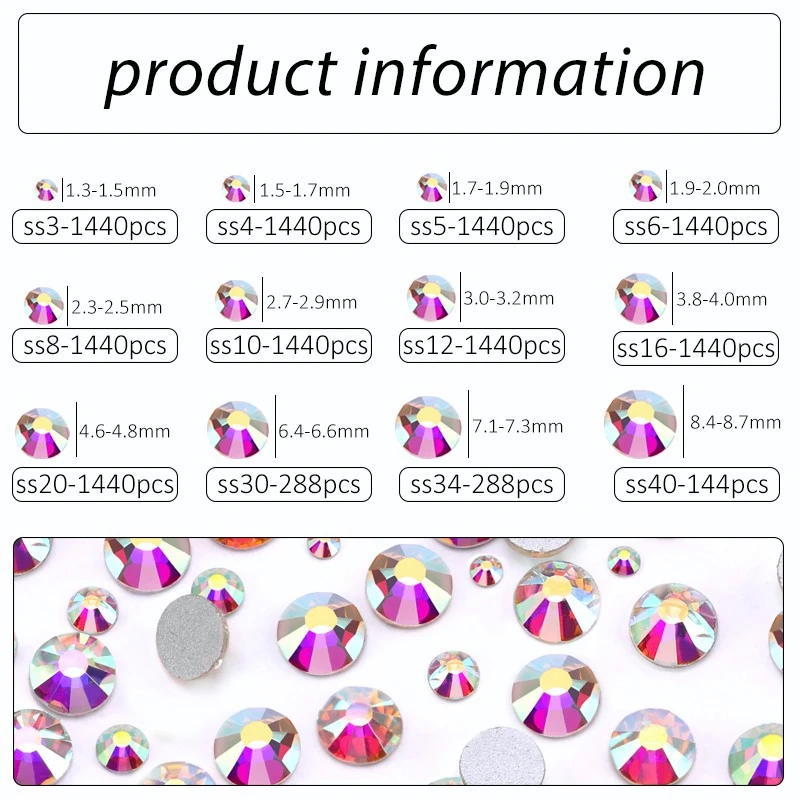 SS4-SS30 Bunte Non-Hotfix Strasssteine Glitzer Kristall Strass Diamanten für Kleidung und Nagelkunst-Dekorationen – Detail 2