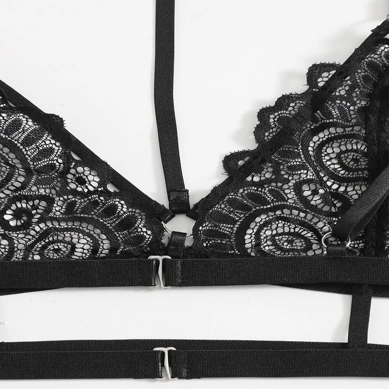 مثير الدانتيل مجموعة الملابس الداخلية ثلاث نقاط بيكيني البرازيلي دعوى معلقة الرقبة داخلية الجوف الإباحية ملابس خاصة غريبة انظر من خلال الجنس زي