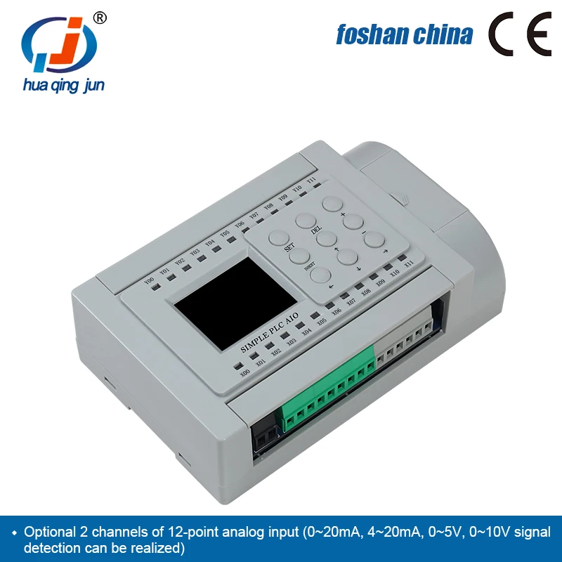 Huaqingjun 12DI 10DO Output Relay PLC 2AI 2AO 0-20mA 0-10V 1-channel Output Pulse WIFI PLC untuk Motor Servo