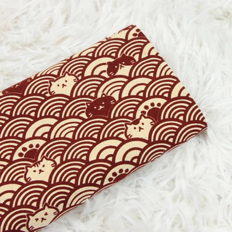 Half Yard Thicken Cotton Fabrics Soft Breeze Cat Curve Print, Handmade DIY Bag Cloth Material 100% Cotton CR-389