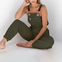 Streetwear  Casual Pure Color High Waist Jumpsuit Cool Jumpsuit Solid Color   for School