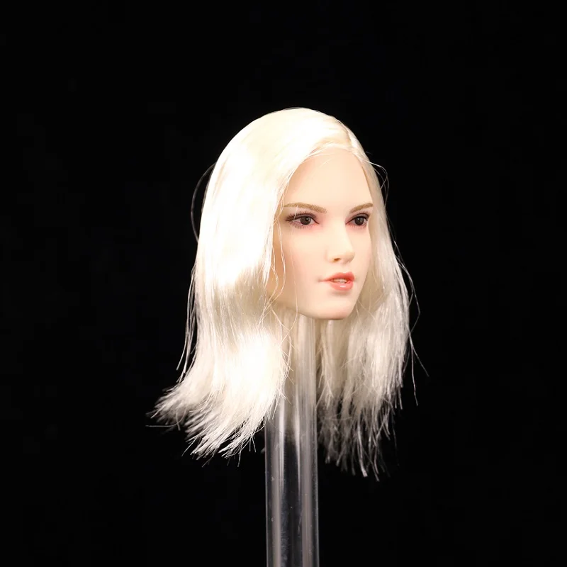 1/6 Scale European Female Beauty female Silver hair head carving Head Sculpt For 12'' Action Figure Body Accessories