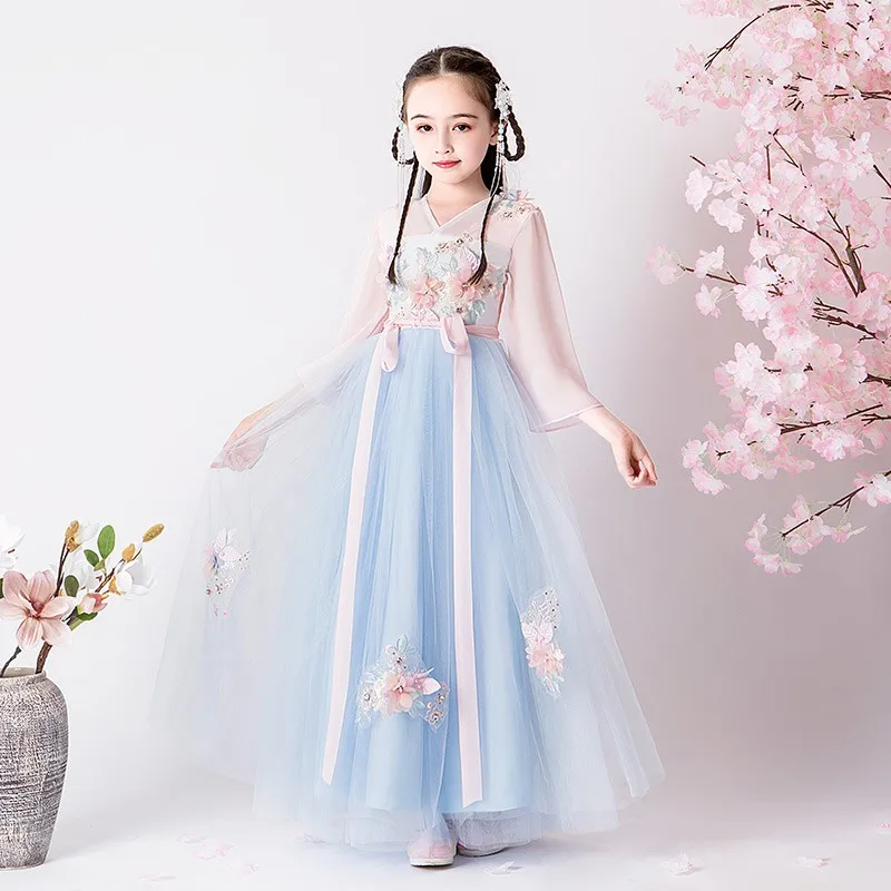 

Lovely Girls Hanfu Traditional Chinese Costume Ancient Dynasty Perform Dress Oriental Princess Dress Kids Dance Wear Cosplay