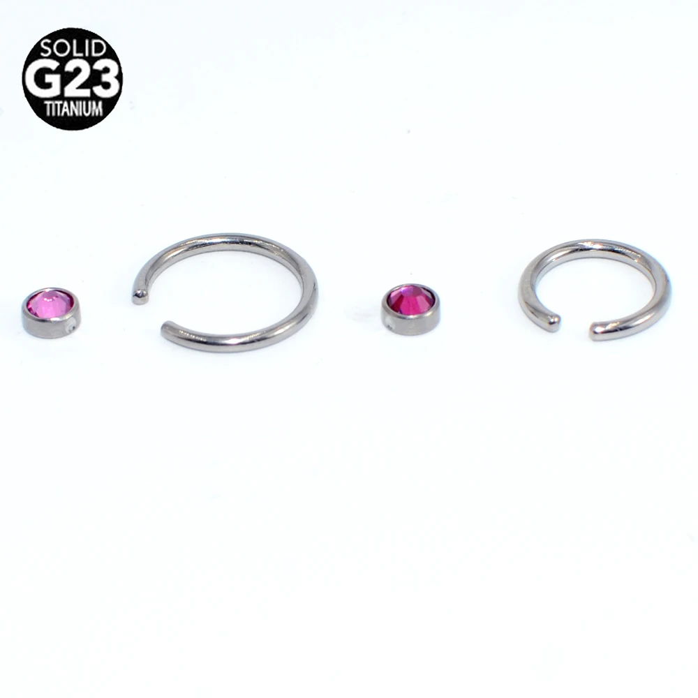 1PC G23 Titanium Opal Nose Ring piercing CZ Gem Ball Ear Septum Helix Tragus Cartilage Earrings BCR Piercings Body Jewelry BCR