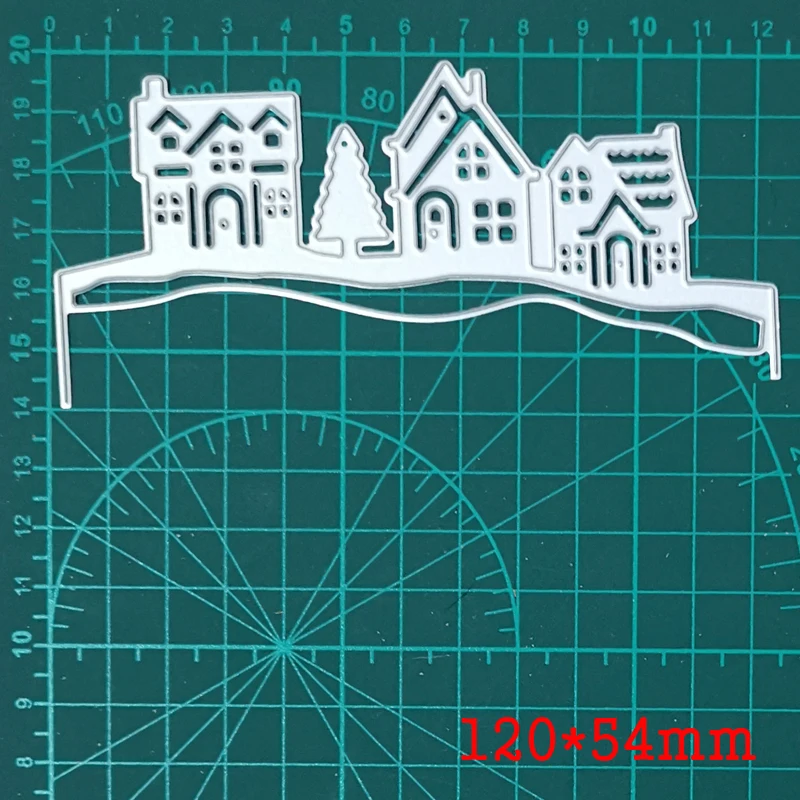 Metal Cutting Dies House Tree Border Craft Die Cuts Mold Stencil For Diy Scrapbooking Paper Cards Embossing Knife Blade Die