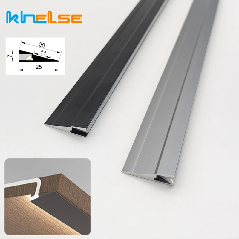 7mm Ultra-thin LED Cabinet Strip Light Aluminum Profile Wardrobe 45 Degree Oblique Lighting No Slotting Front Hidden Shelf Lamp