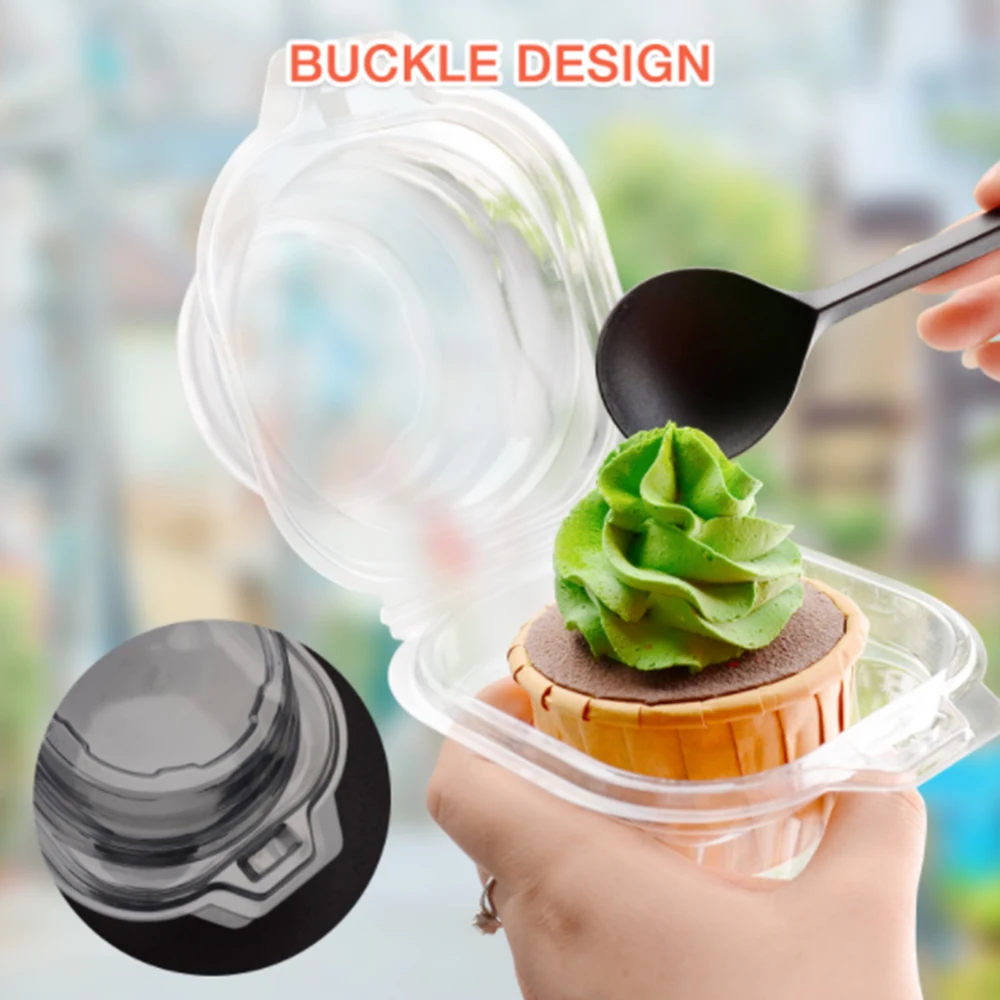 50pcs Transparent Stackable Single Cupcake Container Single Compartment Cupcake Carrier Cupcake Compartment Cupcake Container