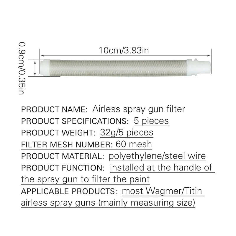 Accessoires de pulvérisateur sans air, revêtement de peinture, pistolet de pulvérisation universel, élément filtrant, Machine de pulvérisation