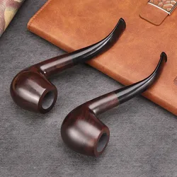 Durable Handmade Nature Ebony Wooden Smoke Tobacco Smoking Wood Bowl Pipes + Plastic Holder + 9mm Pipe Filters Accessories