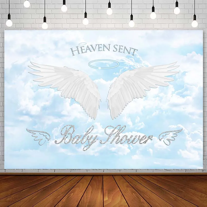 

Avezano Baby Shower Backdrop Little Angel Wing Cloud Heaven Child Photography Background Photo Studio Photophone Photozone Decor