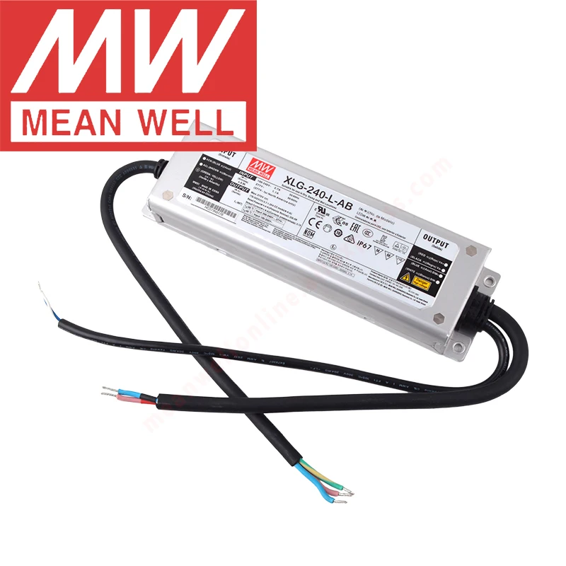 

Mean Well XLG-240-L-AB IP67 металлический чехол 3 в 1 затемнение освещения meanwell 700-1050mA/178-342V/240W Постоянная мощность светодиодный драйвер