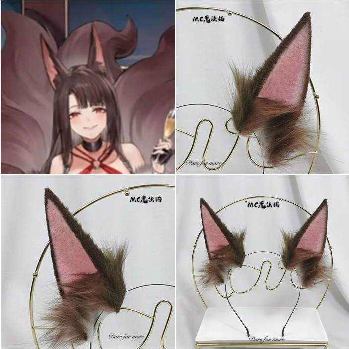 

White fox simulation lolita beast ears cos wolf ear clip KC beast tail lo mother cat ears fox ears headband