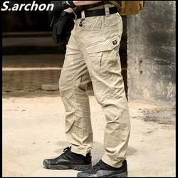 S.archon SWAT Skip Military Dulpants pour hommes, grand pantalon cargo multi-poches de l'armée, coton décontracté, garde de batterie de sécurité, surintendant ser