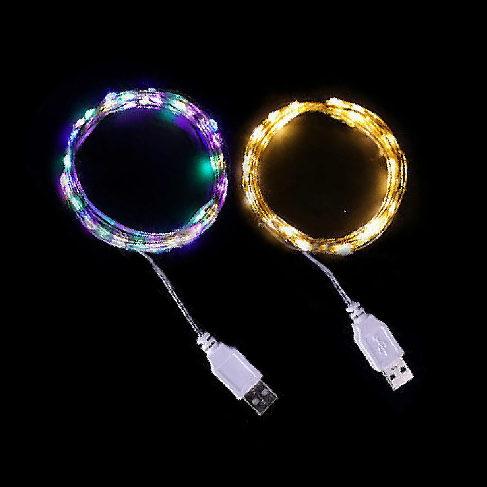 1M 2M 3M USB LED String Lights DC 5V Silver Wire Garland Light Waterproof Fairy Lights For Christmas Wedding Party Decoration