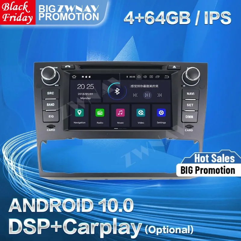 64GB DSP Carplay  For BMW E90 Android 10.0 Multimedia Player Sceen Car GPS Navigation Auto Audio Stereo Radio Recorder Head Unit