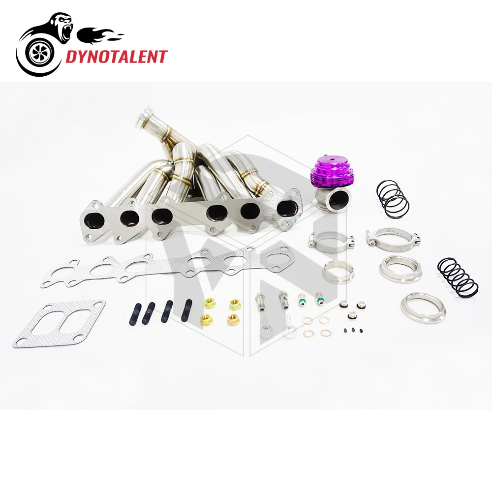 DYN RACING Full SS304 3.0mm T3 Twin Scroll Turbo 6-1 Semi Equel length Manifold Fits 93-97 Supra 2JZ-GTE 2JZ With 44mm Wastegate