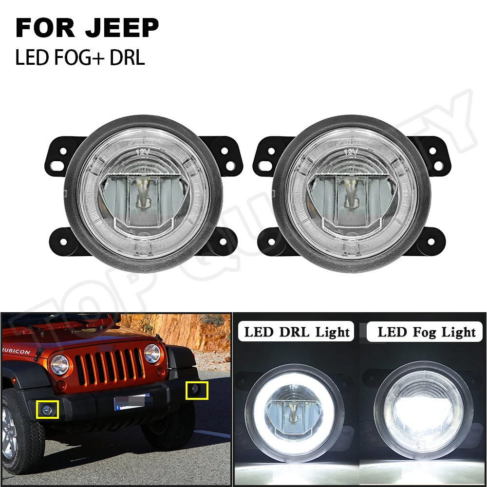 1Set Car Headlight Lamp LED Fog Lights Daytime Running Light DRL For Jeep Wrangler Grand Cherokee Dodge Journey Charger Magnum