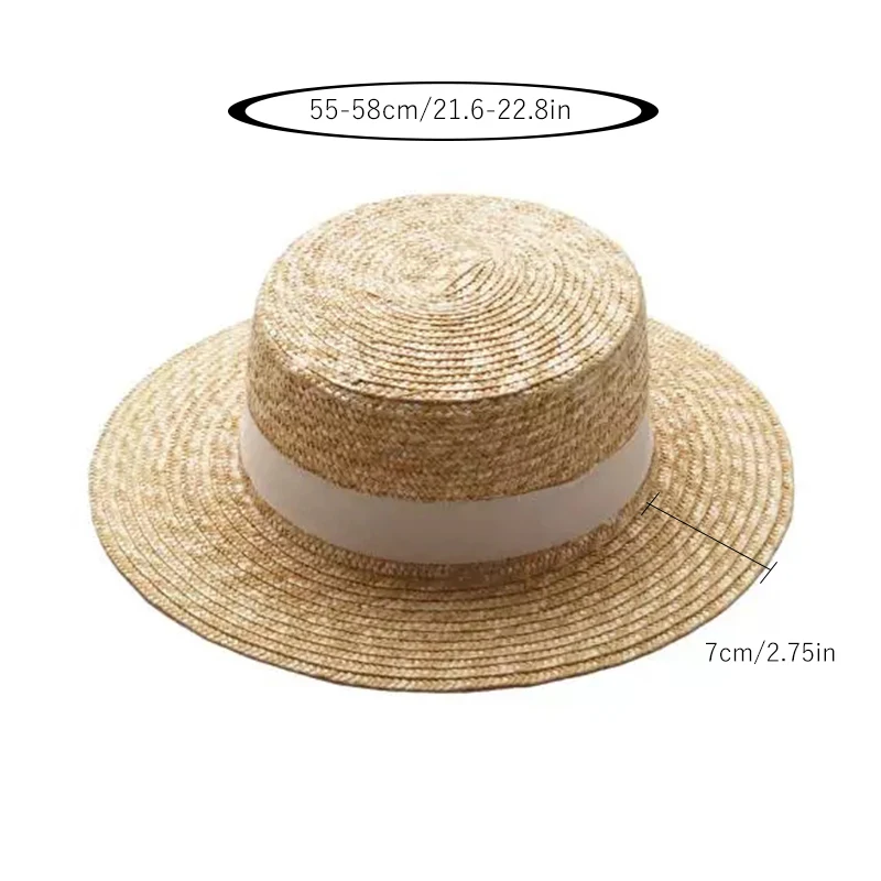 2019 pop Hot Summer Women\'s Boater Beach Hat Female Casual Panama Hat Lady Brand Classic Flat Bowknot Straw Sun Hat Women Fedora