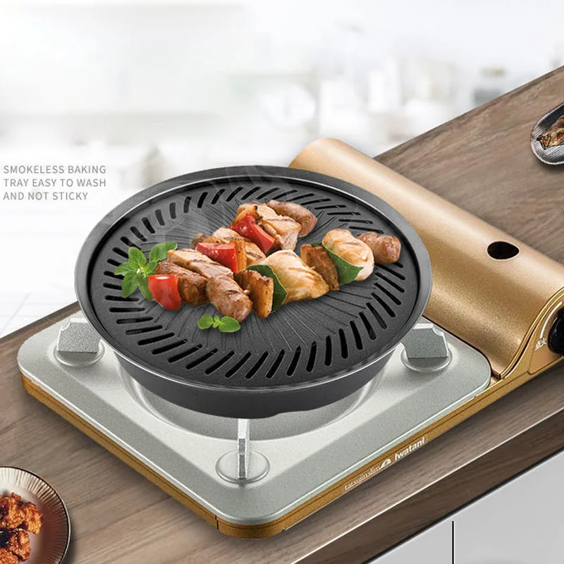 Smokeless Stovetop BBQ Grill Pan Gas Non-Stick Gas Stove Plate Electric Stove Bakeware Barbecue Roast For Baking Camping Travel