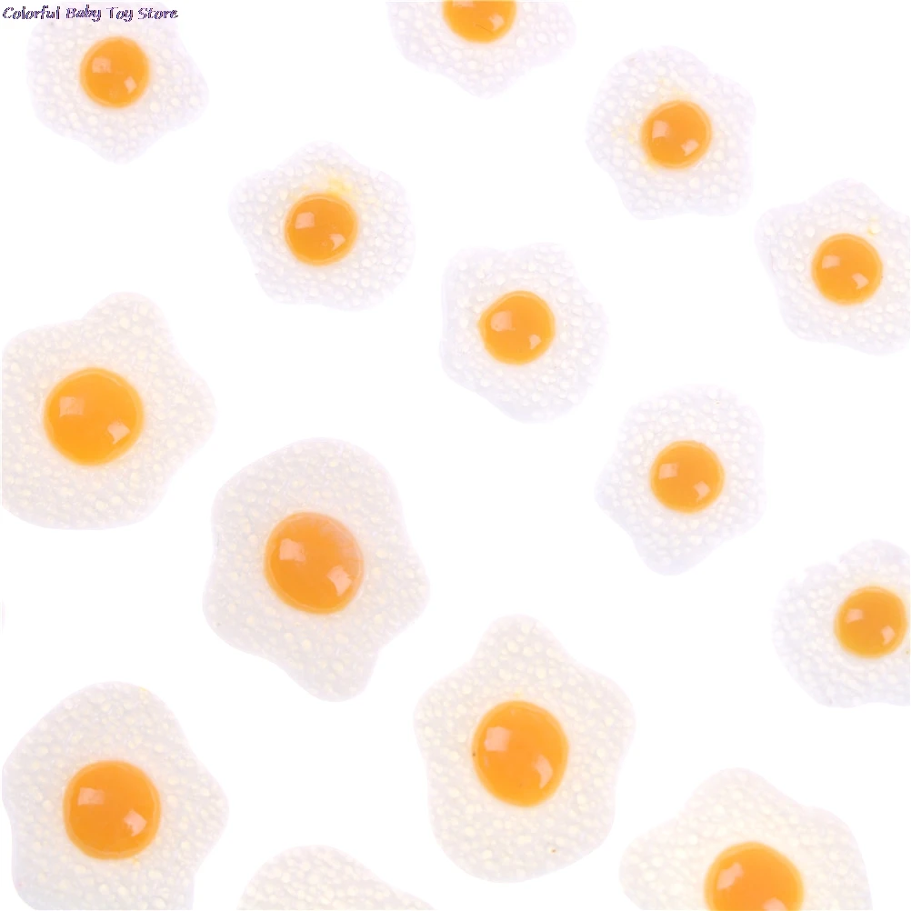 10PCS S L Diy Resin Fried Egg 1:12 White Egg Flatback Cabochons Dollhouse Miniature Food DIY Scrapbooking