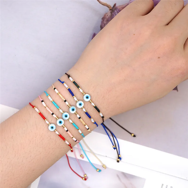 Bohemian Glass Miyuki Beads Lucky Evil Eye Bracelet Handmade Braided Rope Lucky Bracelet For Women Girls Kids Talisman