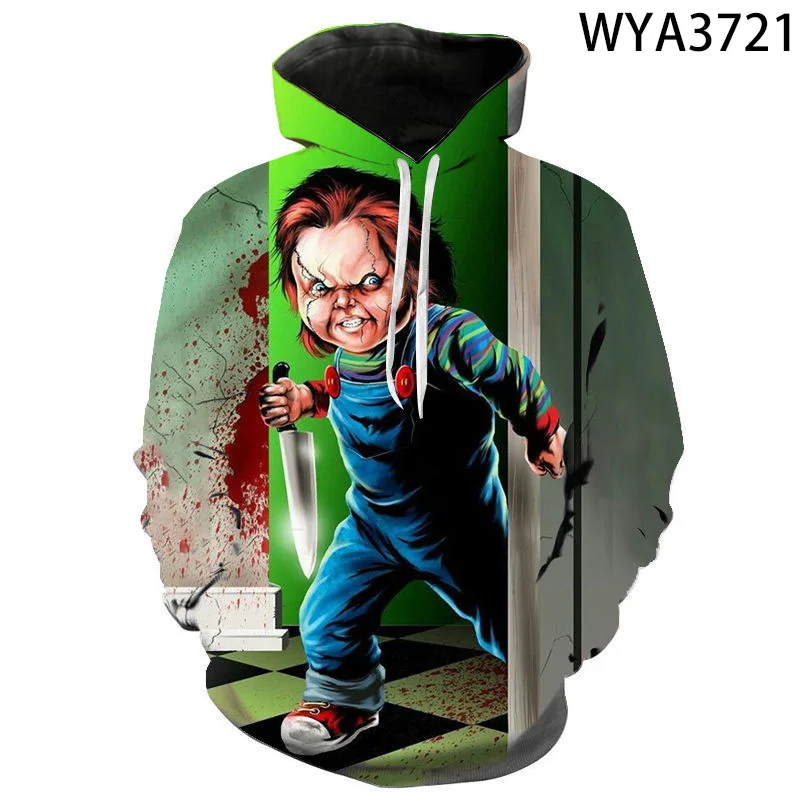 Horror Movie Chucky Men Women Children Fashion Hoodies 3D Printed Sweatshirts Pullover Long Sleeve Streetwear 2021