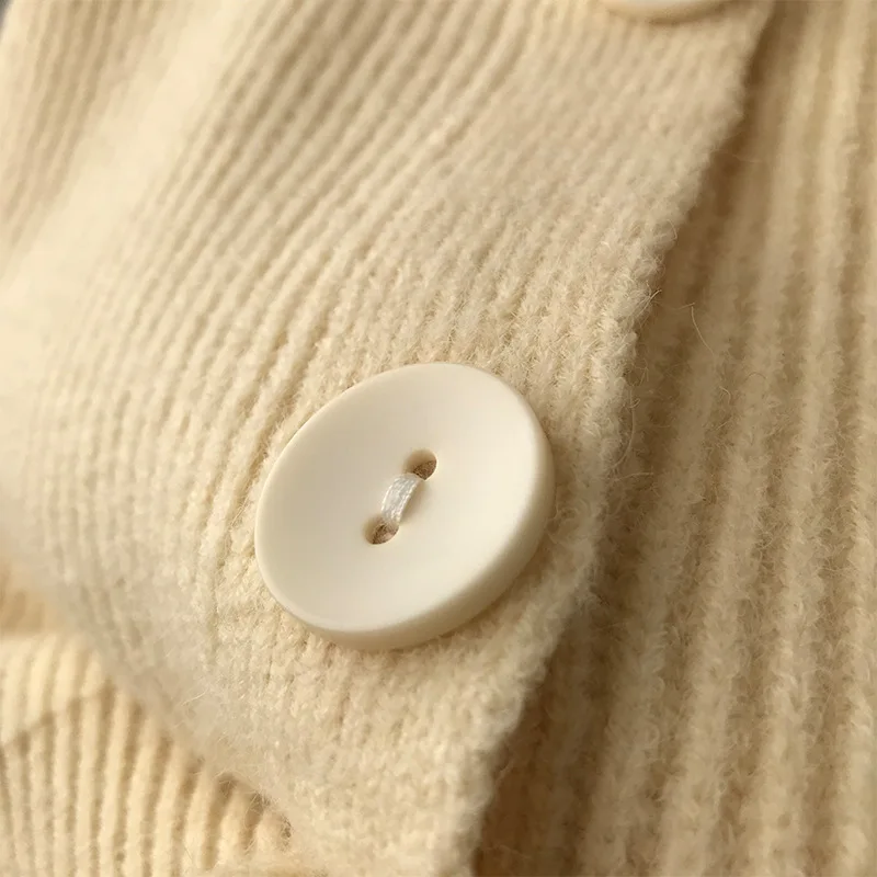 Hirsionsan Turtle Neck Autumn Winter Cardigan Sweaters Women Cashmere Single-breasted Soft Loose Solid Female Knited Jumper