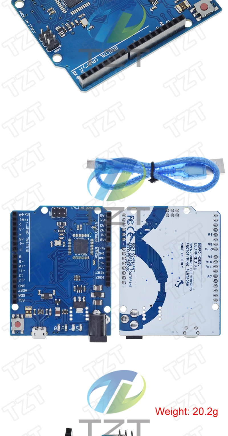 Atmega32u4 Leonardo R3 Mikrocontroller-Board mit USB-Kabel, kompatibel mit Arduino DIY Starter Kit – Detail 5