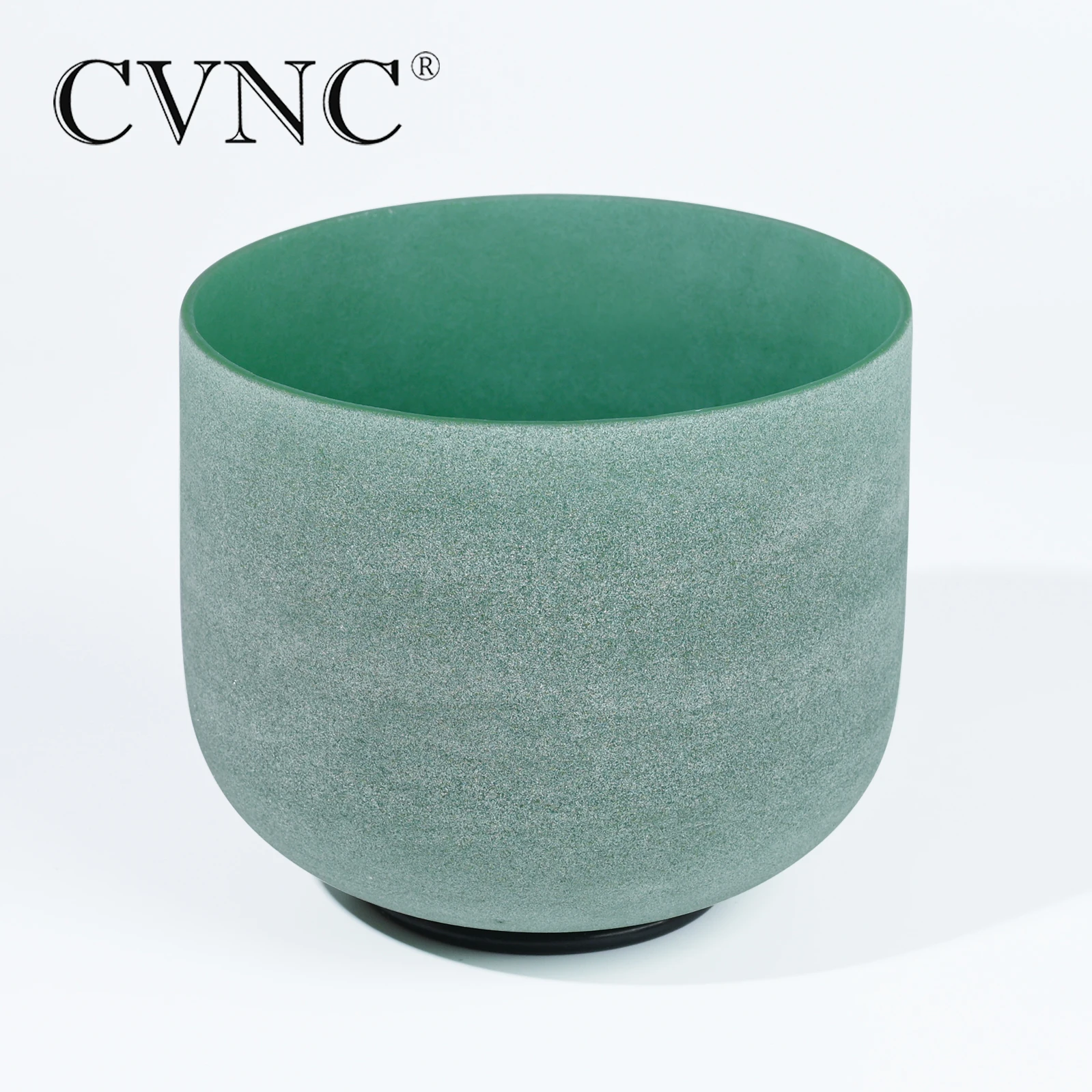 CVNC 8 Inch color of Emerald Fusion Gemstone Chakra Frosted Quartz Crystal Singing Bowl  with Free Rubber Mallet and O-ring