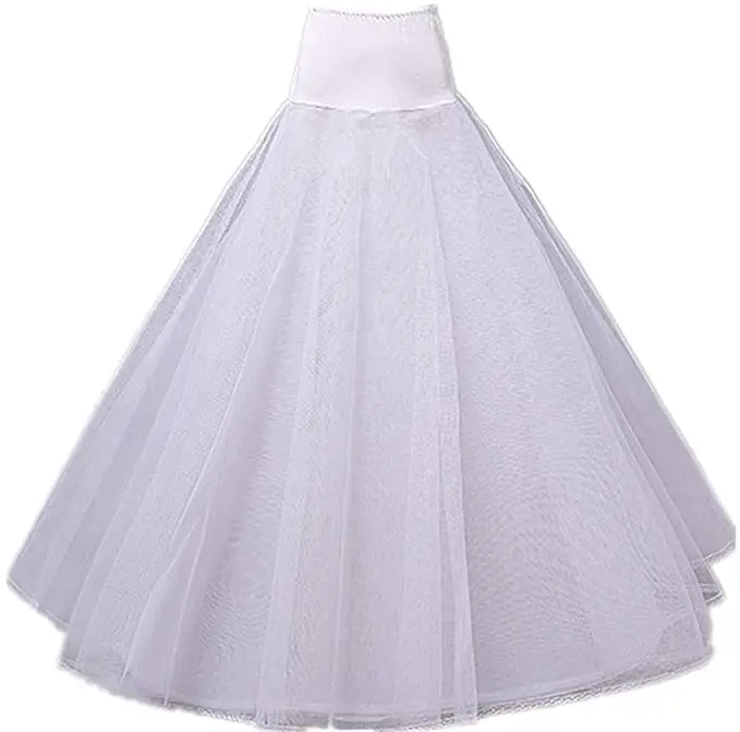 Long 1 Hoop 2 Tier A-Line Petticoat Slip Crinoline Underskirt for Women Ball Gown Wedding Dress Accessories Half