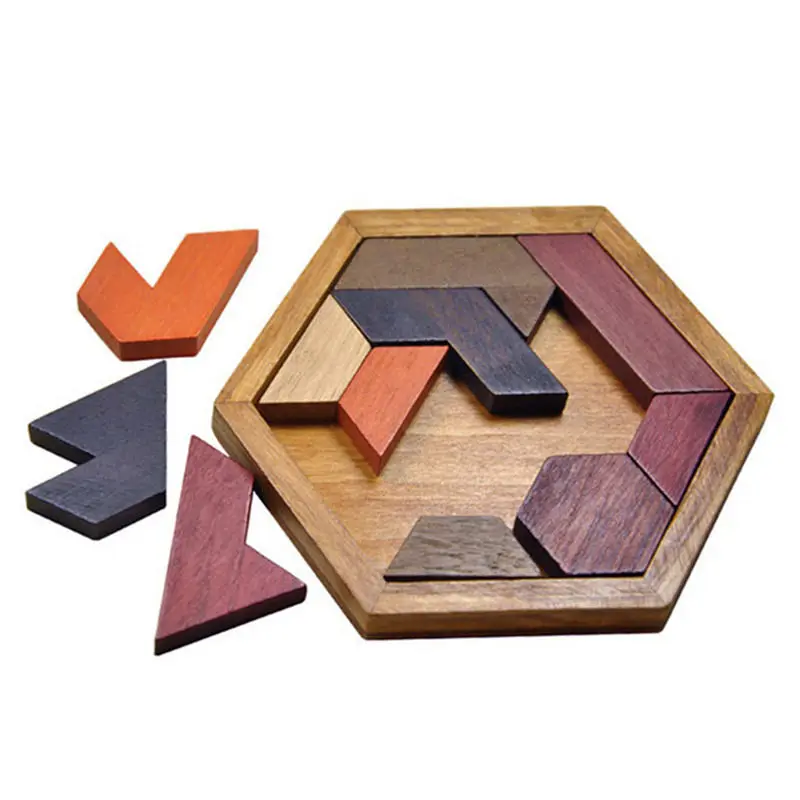 Drewniane puzzle w kształcie geometrycznym dla dzieci łamigłówka nietoksyczne drewniane zabawki dla dzieci edukacyjne — zdjęcie 2