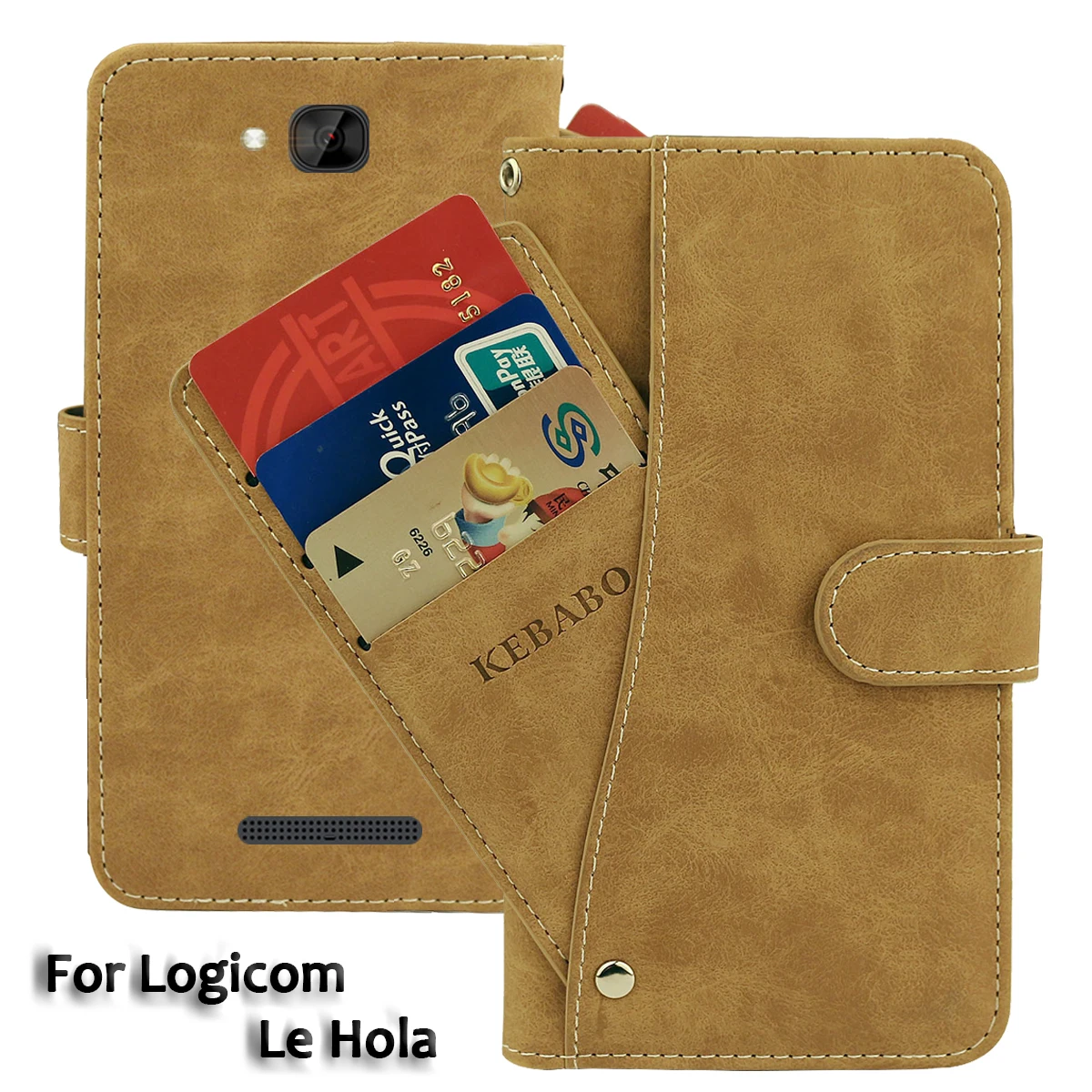 

Vintage Leather Wallet Logicom Le Hola Case 5" Flip Luxury Card Slots Cover Magnet Phone Protective Cases Bags