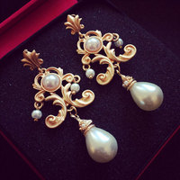 Retro Luxury Baroque Bride Earring For Women Euramerican Palace Vintage Pop Pearl Earrings