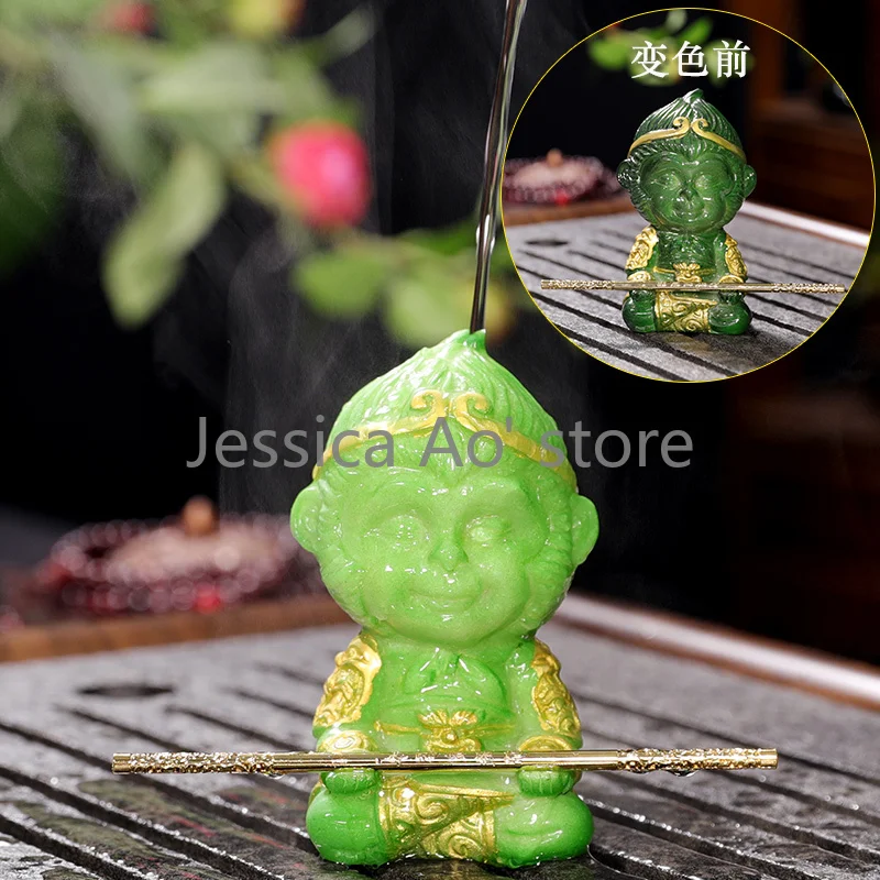 Chinese Tea Sun Wukong Tea Pet Change Color Monkey King Statue Handmade Purple Lotus Kung Fu Tea Set Tea Accessories