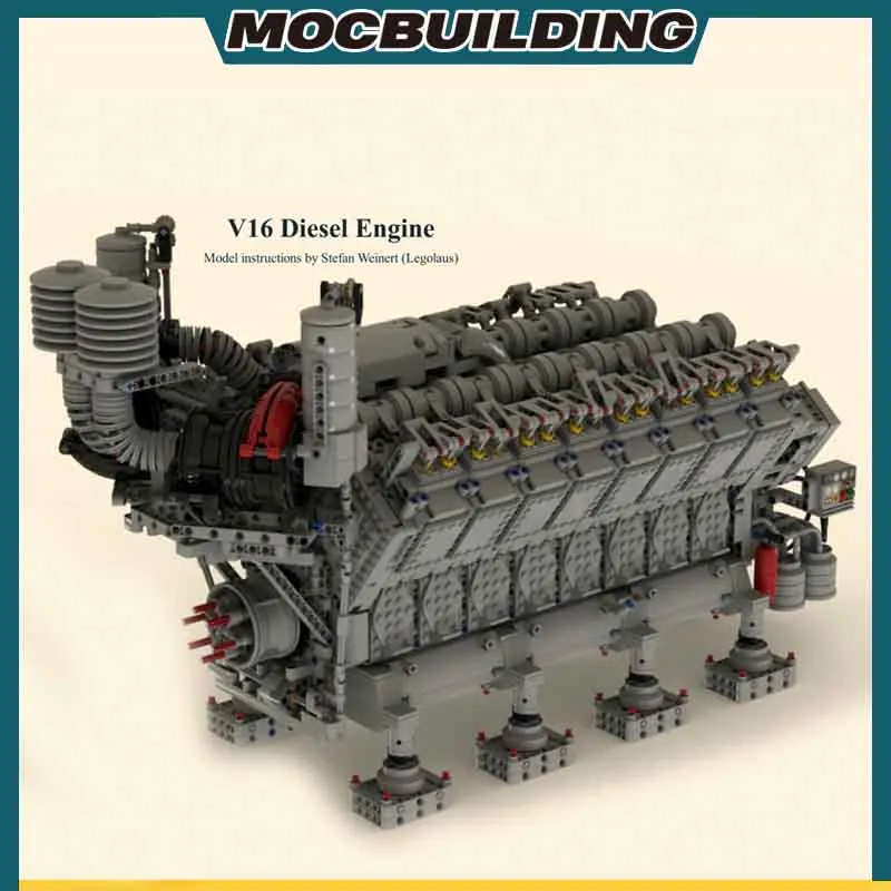 V16 Diesel Engine Creative MOC Building Block Educational High-Tech Classic Gift Christmas Presents Creative Collections Toys