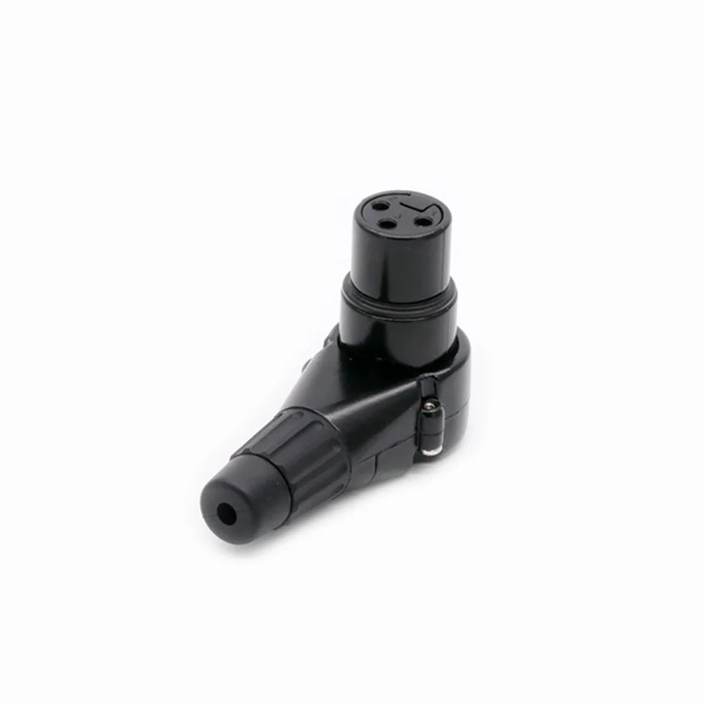 Conector xlr de ângulo reto de 3 pólos macho fêmea xlr 3 pinos plugue de microfone conector de cabo de áudio conector multidirecional