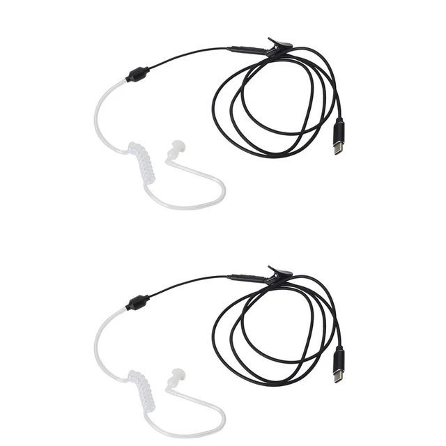 2PCS HYS USB Type C Earpiece in Ear Acoustic Air Tube Security Headset with Mic For Xiaomi Huawei