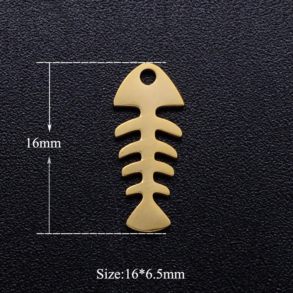 10pcs/lot Fish Bone Stainless Steel DIY Charm Wholesale Jewelry Making Charm Jewelry Finding Supplies Factory Sale Never Tarnish