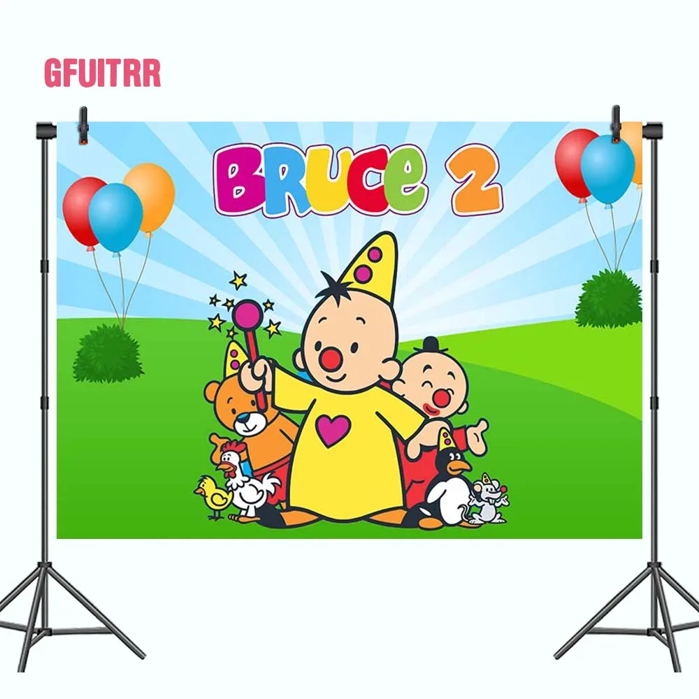 

GFUITRR Bumba Photo Backgrounds Happy Birthday Photography Backgrounds Colourful Balloons Green Grass Decor Banner Photo Studio