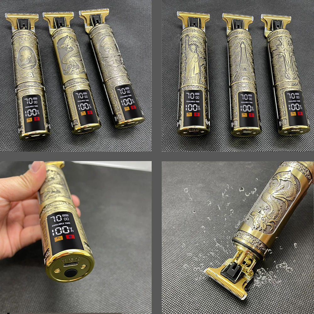 プロバリカン男性T9電気ヘアトリマー充電式カッター機0ミリメートルシェービング理容ヘアスタイリングツール