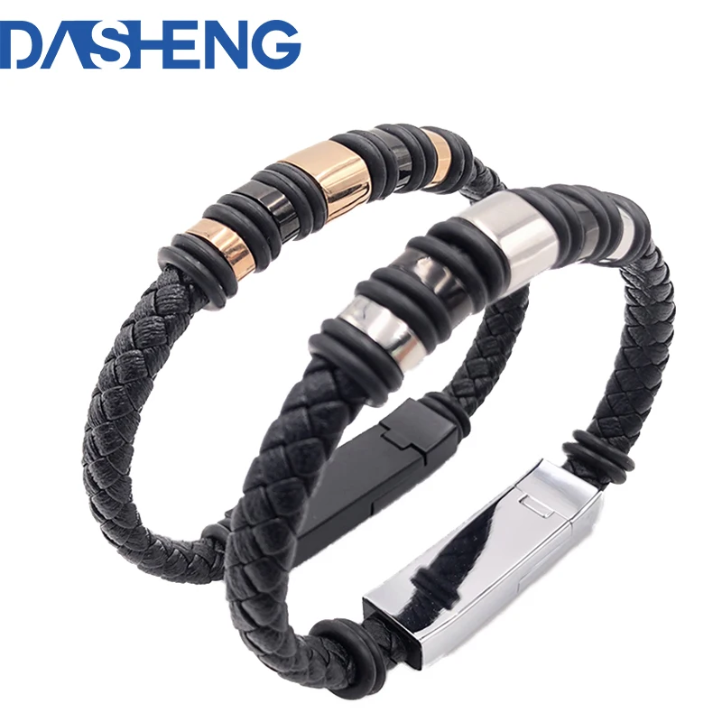 

Bracelet USB Charging Cable Data Charging Cord For IPhone Plus X XR Xs Max USB C Cable For Samsung HUAWEI Leather Bracelet cable