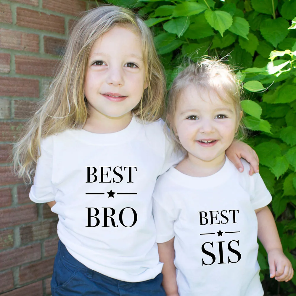 

Best Bro and Best Sis Matching Tops and Tees Brother and Sister Sibling T-shirt Gift Set Twinning Bro and Sis Tees Fashion