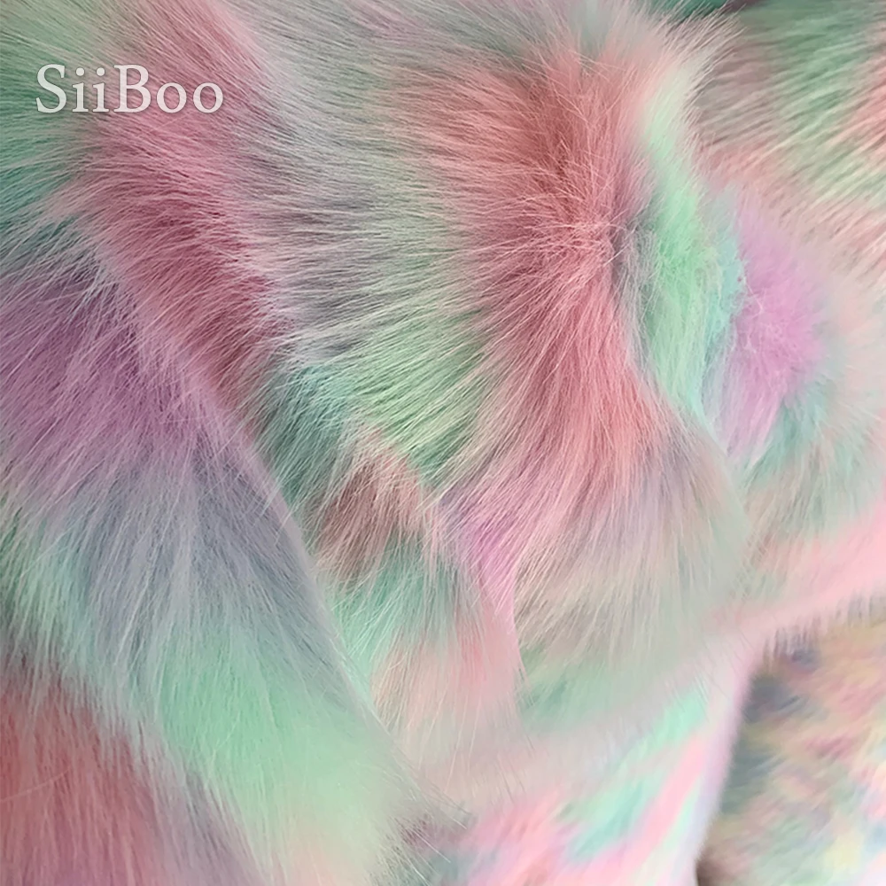

siiboo 2020 new design multi color faux fox fur fabric super soft 6-7cm pile for garments accessories sp6273