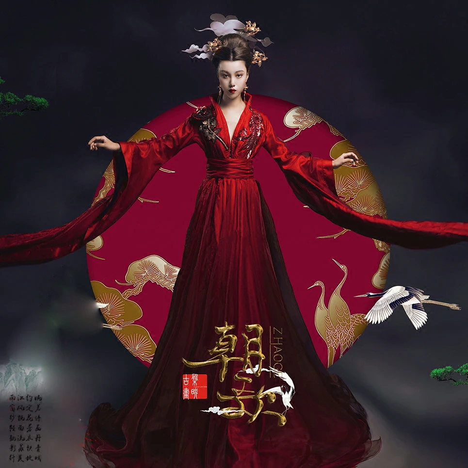 Red Thematic Photography Empress Princess Costume Hanfu for Bride Wedding Stage Performance Female Cosplay Hanfu for Zhao Ge