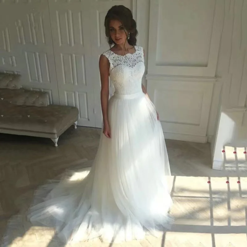 Vestido De Novias 2022 Trouwjurken Kant Applicaties Vestidos De Fiesta Longue Formele Eenvoudige Bruid Als Witte Jurk