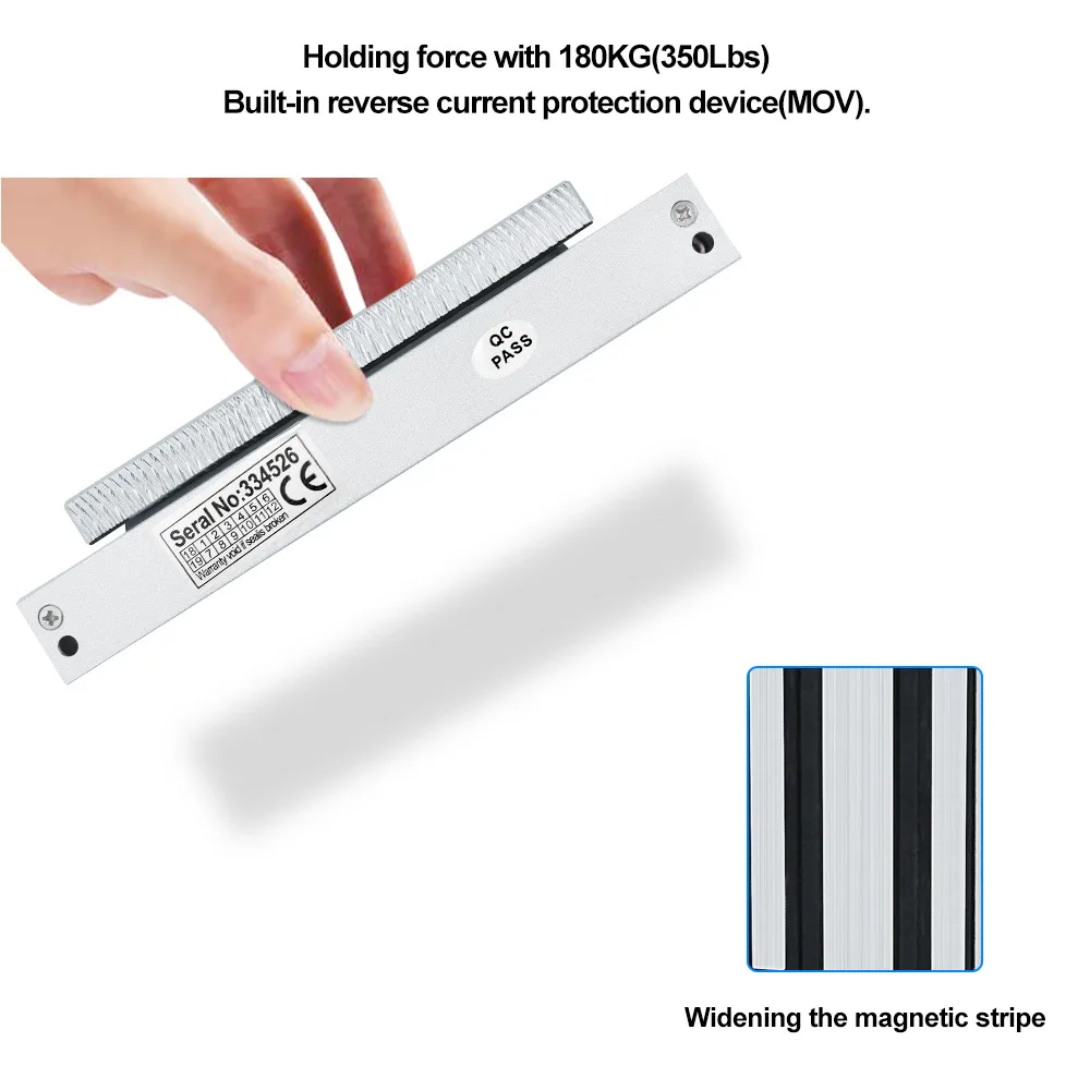 Cerraduras electromagnéticas de 12V, cierre magnético eléctrico de 180KG/350lbs, soporte ZL U para sistema electrónico de Control de acceso a