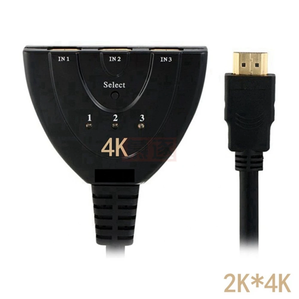 สวิตช์สลับที่รองรับ4K * 2K MINI 3พอร์ต HD ตัวแยกสัญญาณ HD พอร์ต3 in 1อะแดปเตอร์ฮับวิดีโอสำหรับ DVD HDTV Xbox PS3 PS4