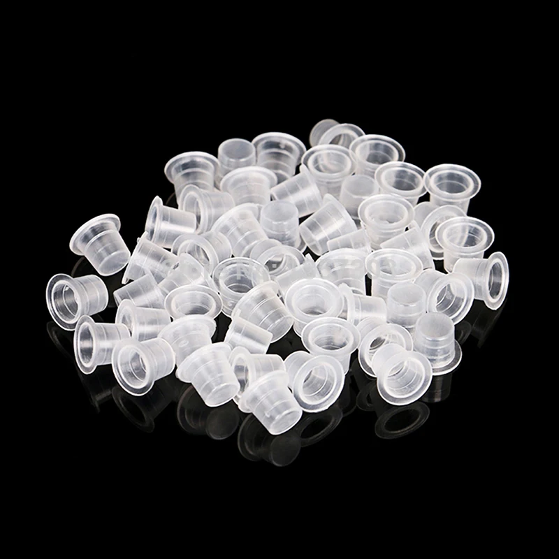 

100Pcs plastic tattoo ink cup cover pigment transparent S / M / L size supply