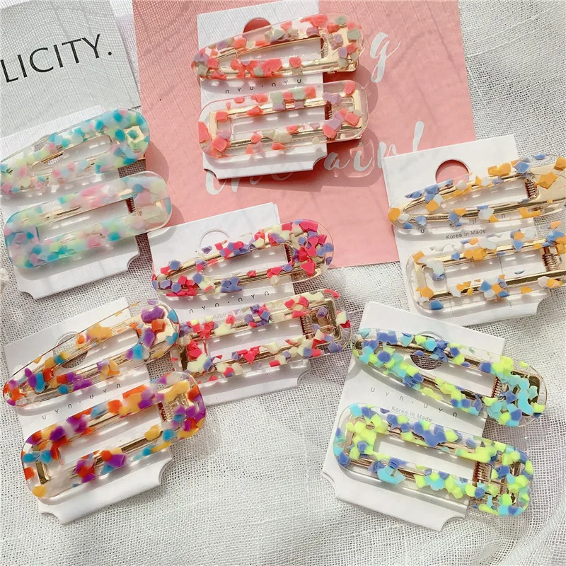 Cute Baby Girls 6pcs/set Candy Hair Clips Barrettes Wholesale Summer Lovely Colorful Acetate Hairpins Duckbill Clip Wholesale